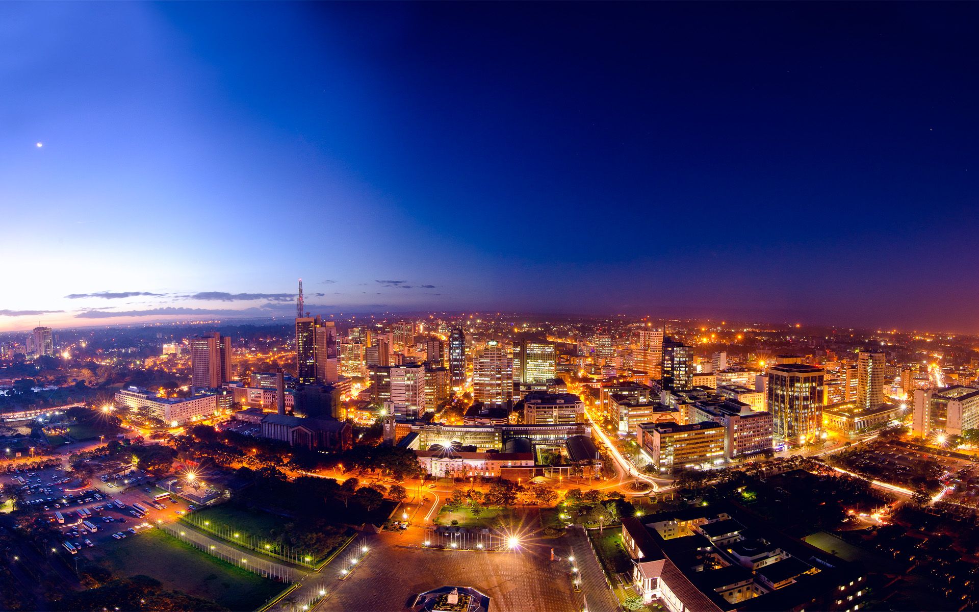 Nairobi city skyline at dusk